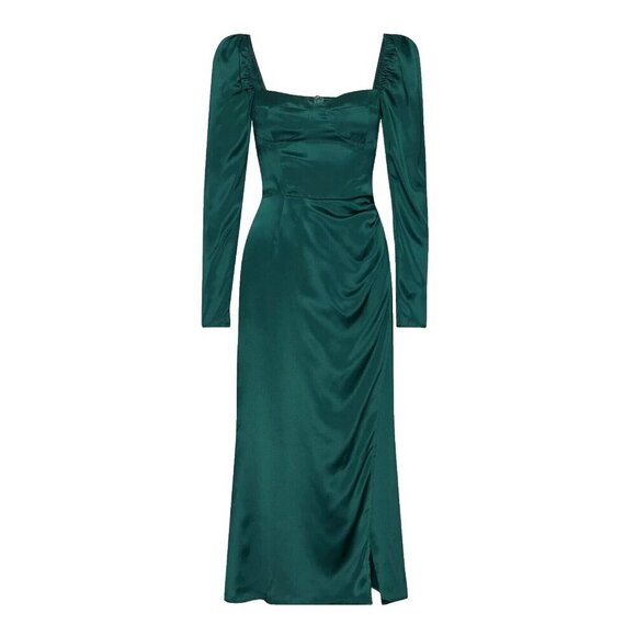 purple silk bridesmaid dresses Reformation Kavi Satin Maxi Dress  The Closet New York